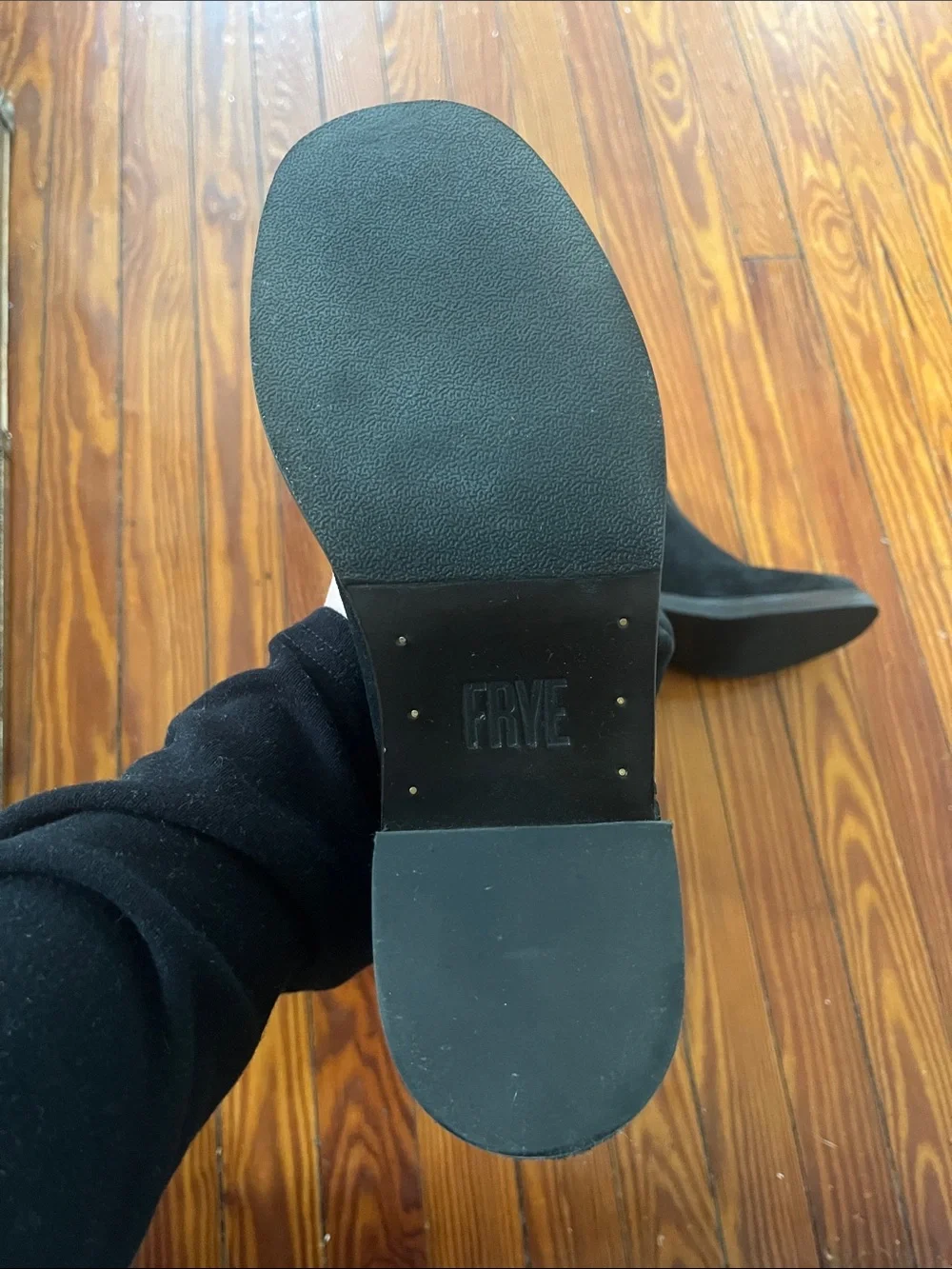Frye Black Leather & Suede Over-the-Knee Block Heel Boots